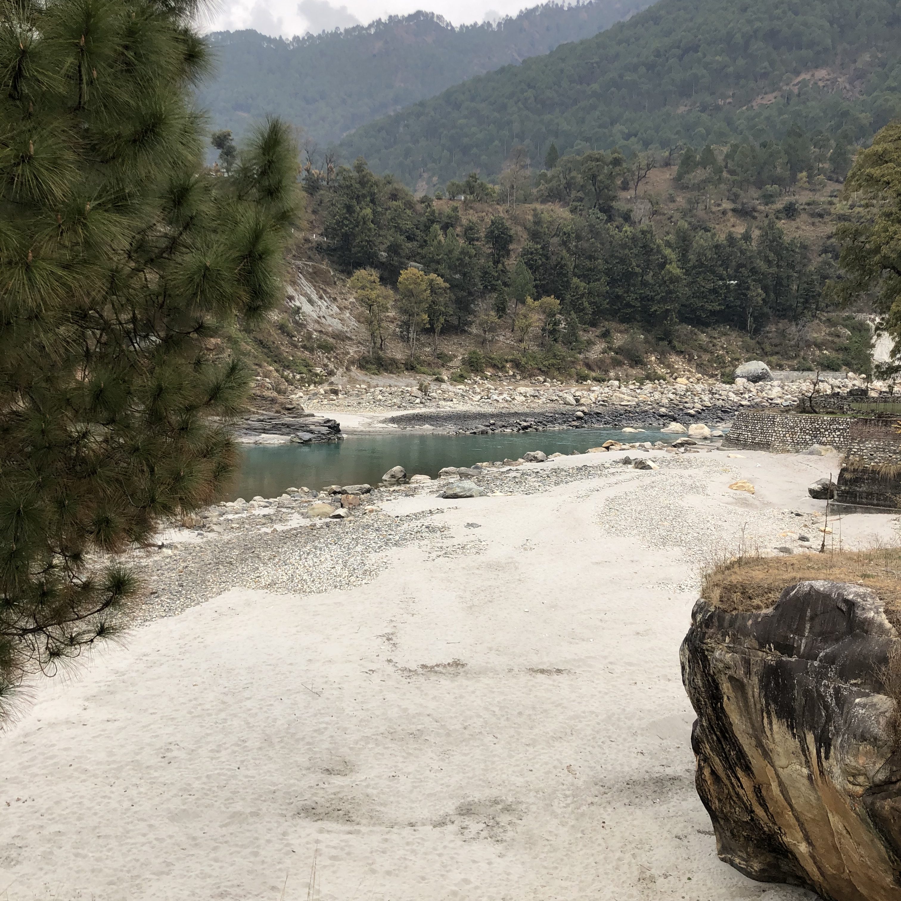 White sand beaches along the Bhagirathi River - Photo clicked from the Siror Village