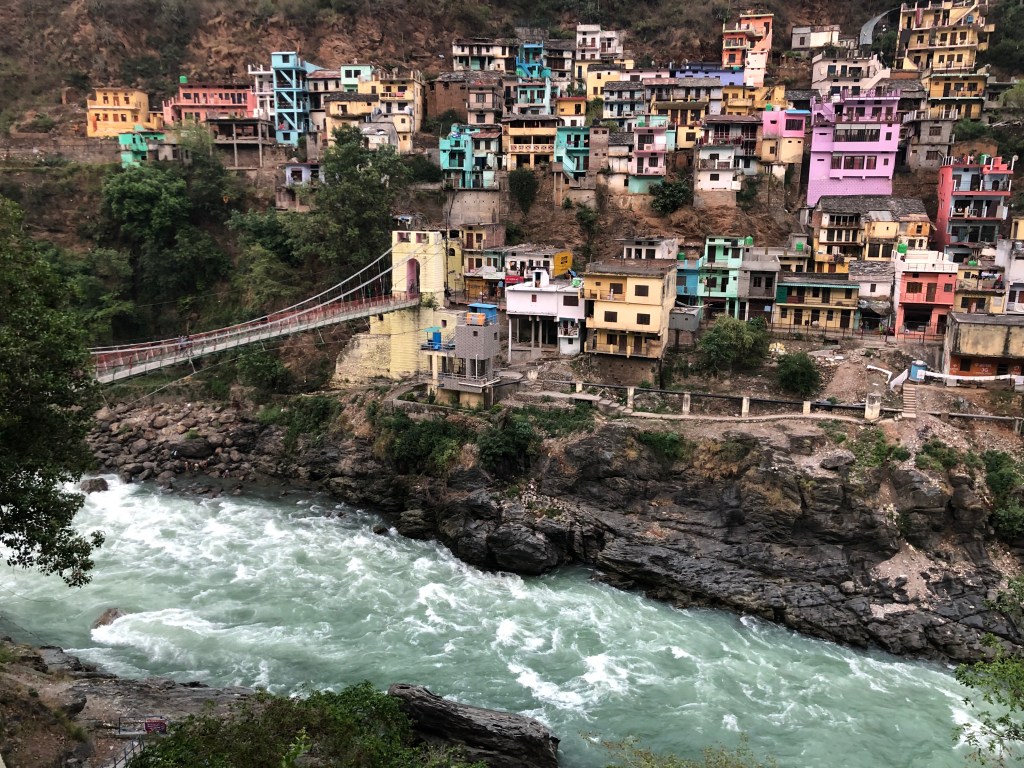 Devprayag's suspension bridge over Bhagirathi river.