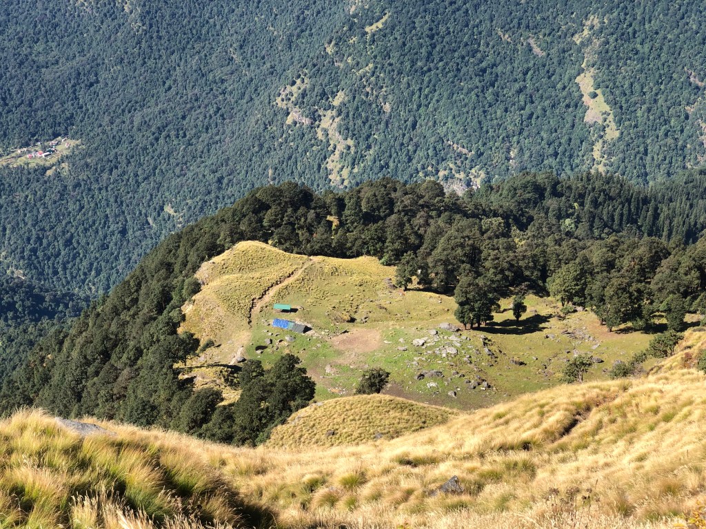 View of Hans Bugyal (meadows) enroute Mandal from Rudranath. District Chamoli, Uttarakhand