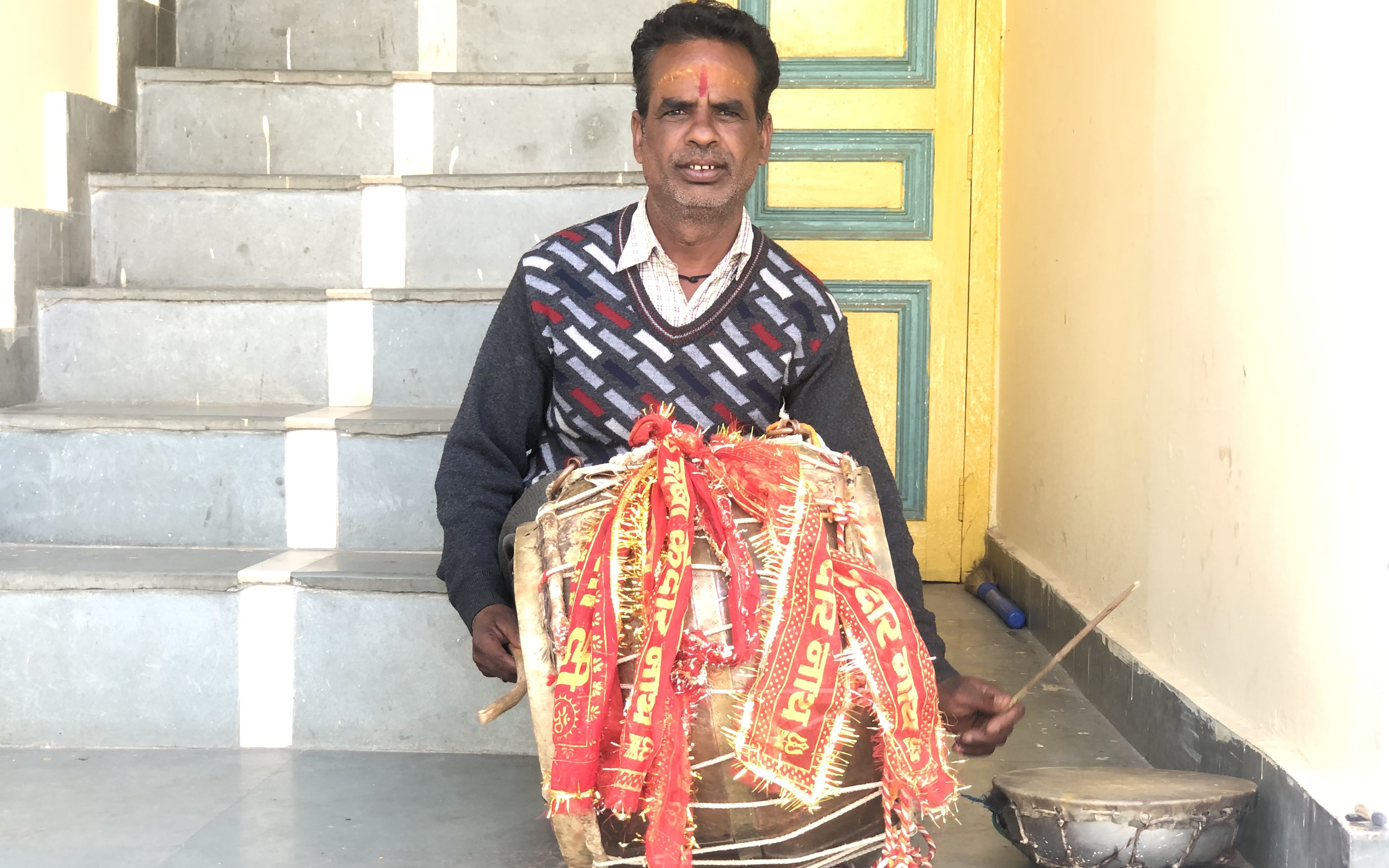Dhol-damau, a traditional percussion instrument, commonly used in this region.