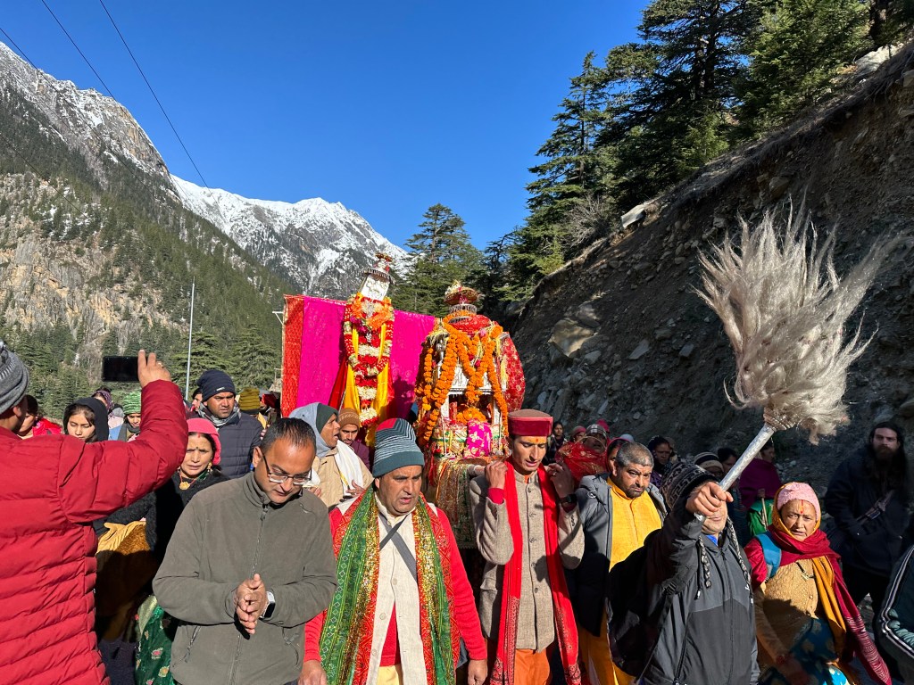 Procession travelling towards Gangotri. District Uttarkashi. Uttarakhand