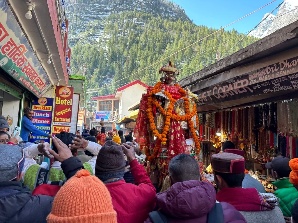 Procession arriving at Gangotri dham. District Uttarkashi. Uttarakhand