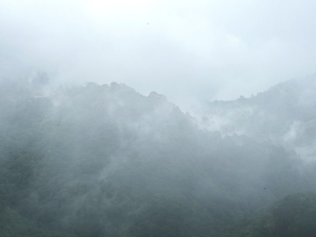View of the mountains submerged under the clouds. Near Jharipani. District Dehradun, Uttarakhand