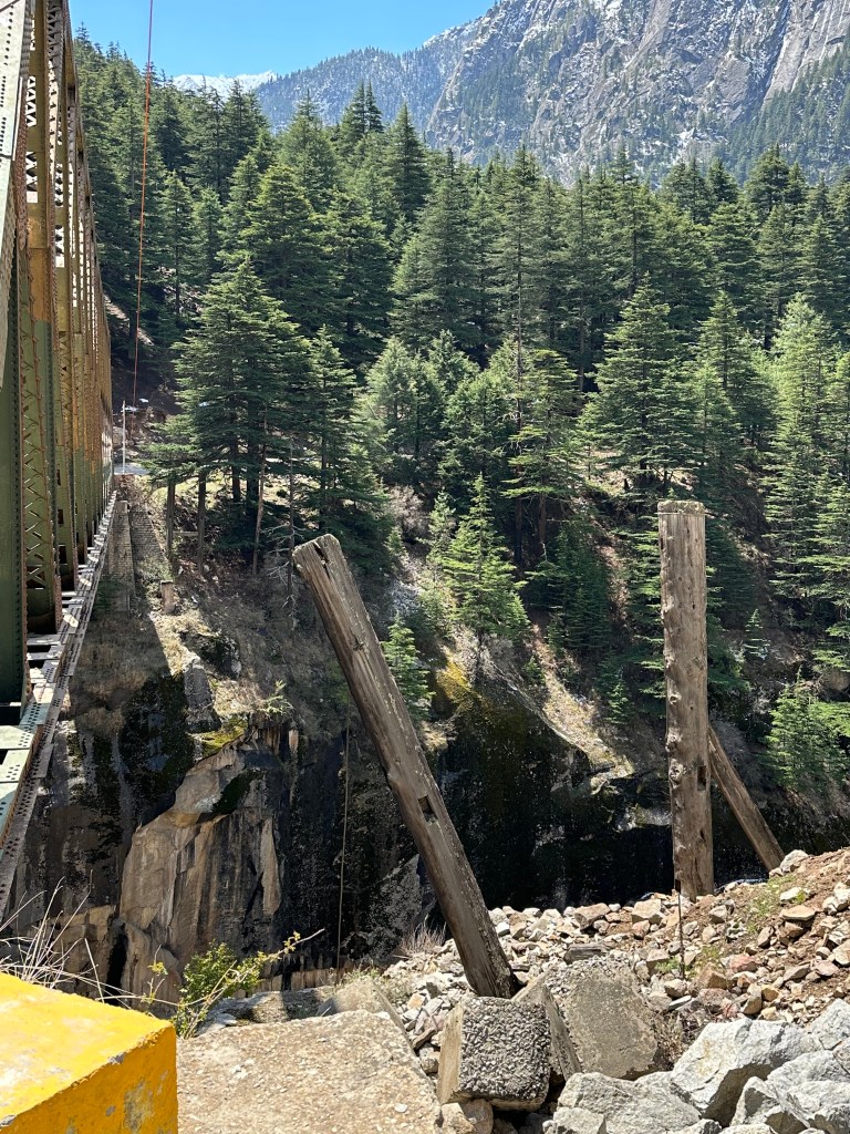 A wooden suspension bridge was built by Frederick Wilson over the Jadh Ganga River. it made the journey to Gangotri comfortable for the pilgrims. 