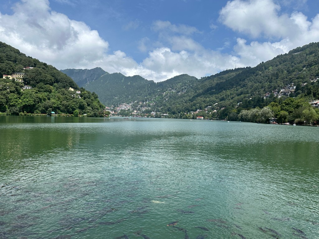 View of Naini lake as seen from Tallital, Nainital. 