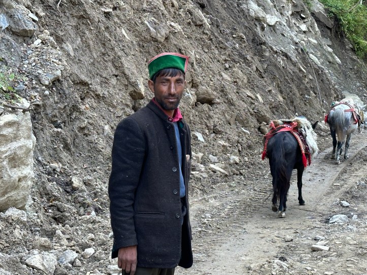resident of the Har Ki Doon valley. in their traditional attire. Har ki Doon trek is located in district Uttarkashi, Uttarakhand.